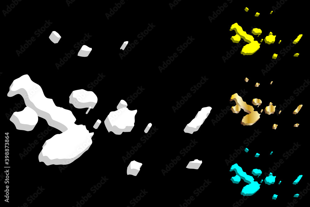 3D map of Galapagos Islands (Archipielago de Colon) - white, yellow, blue and gold - vector illustration 3D map of Galapagos Islands (Archipielago de Colon) - white, yellow, blue and gold - vector illustration