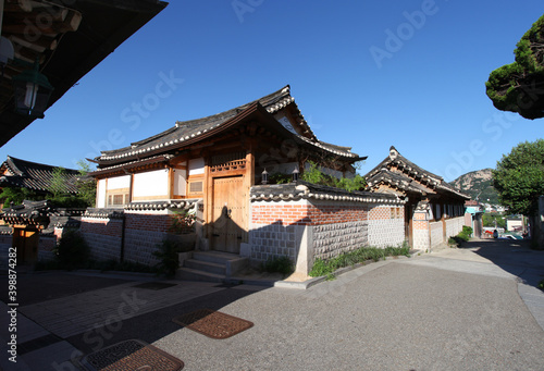 Bukchon Hanok village is a traditional village of old style wooden houses in Seoul  South Korea. 