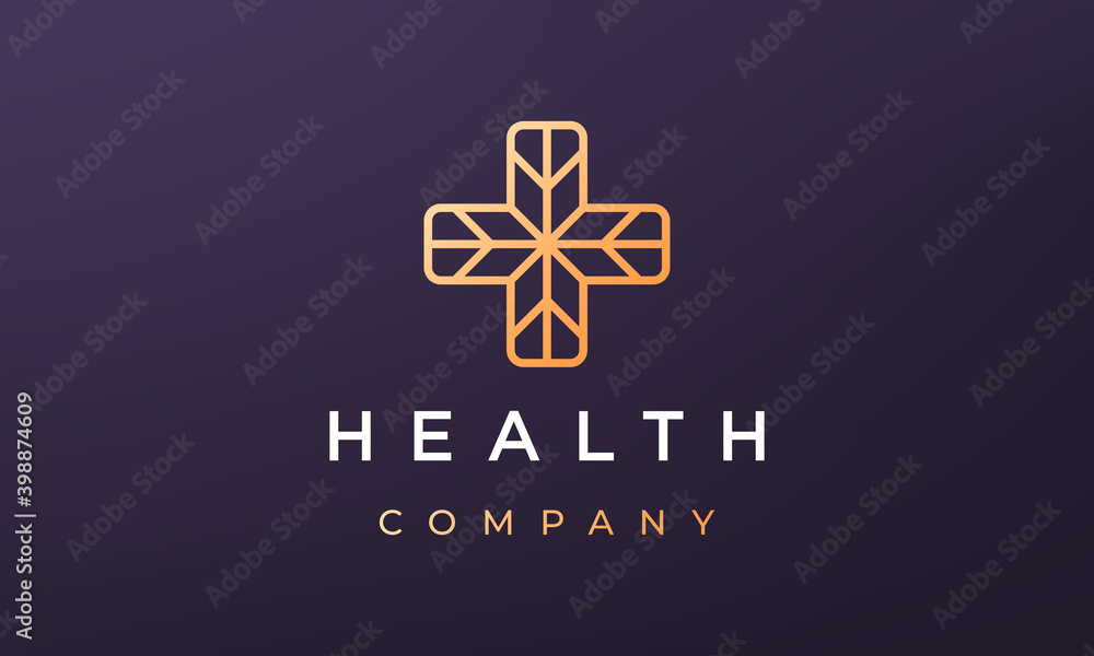 cross health logo concept in modern and minimal style cross health logo concept in modern and minimal style