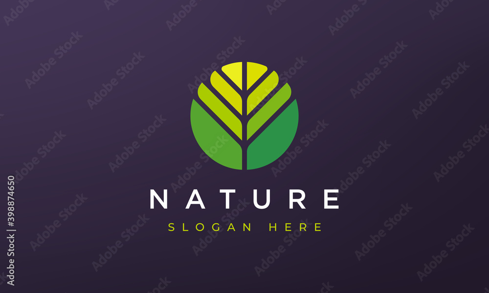 abstract circle leaf geometry logo concept in simple dan modern shape