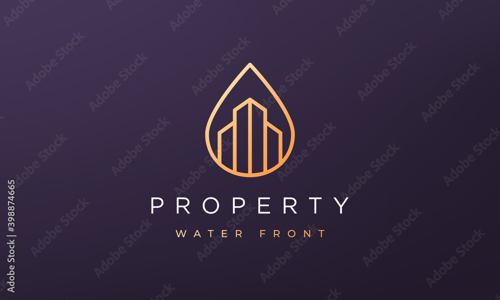 luxury property and water logo concept in a minimal and modern style luxury property and water logo concept in a minimal and modern style
