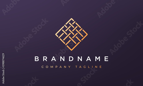 Line rhombus geometry logo concept in a line art style