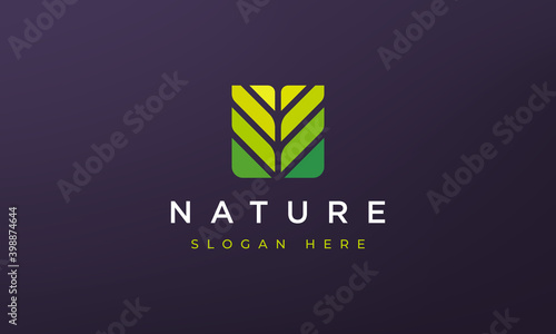 abstract square leaf geometry logo concept in simple dan modern shape