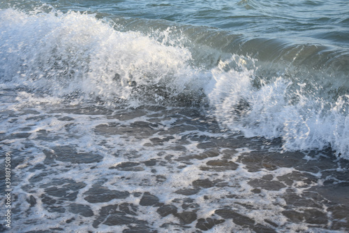 waves foam on the sea