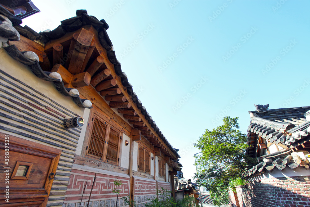 Bukchon Hanok village is a traditional village of old style wooden ...