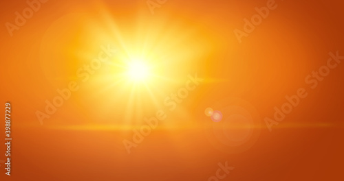 abstract summer sun background with rays and lens flare