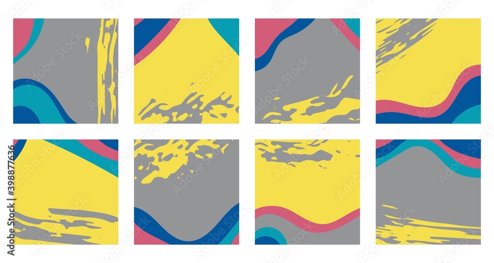 Obraz premium Set of abstract backgrounds highlight cover. Yellow and grey colors. For social media stories for bloggers and influencers. Vector illustration.