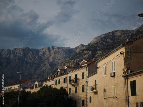 Old town on a mountain background in Makarska, Croatia.
