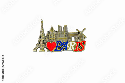 Canvas Print fridge magnet isolated on white background - paris