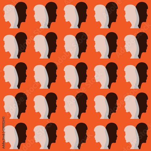 Human hand silhouette. Seamless pattern. Side view. Vector illustration