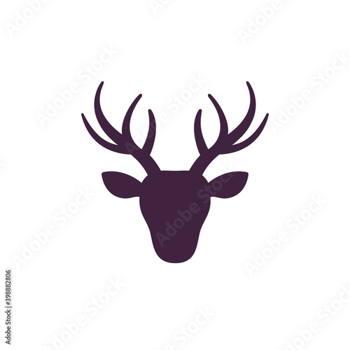 deer head, stag icon on white