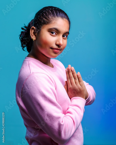 Namaste Welcome -Portrait of beautiful Teenage Girl