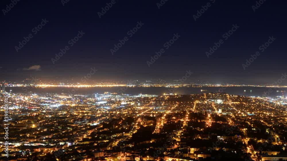 San Francisco City Grids Time Lapse from Twin Peaks at Night California USA San Francisco City Grids Time Lapse from Twin Peaks at Night California USA