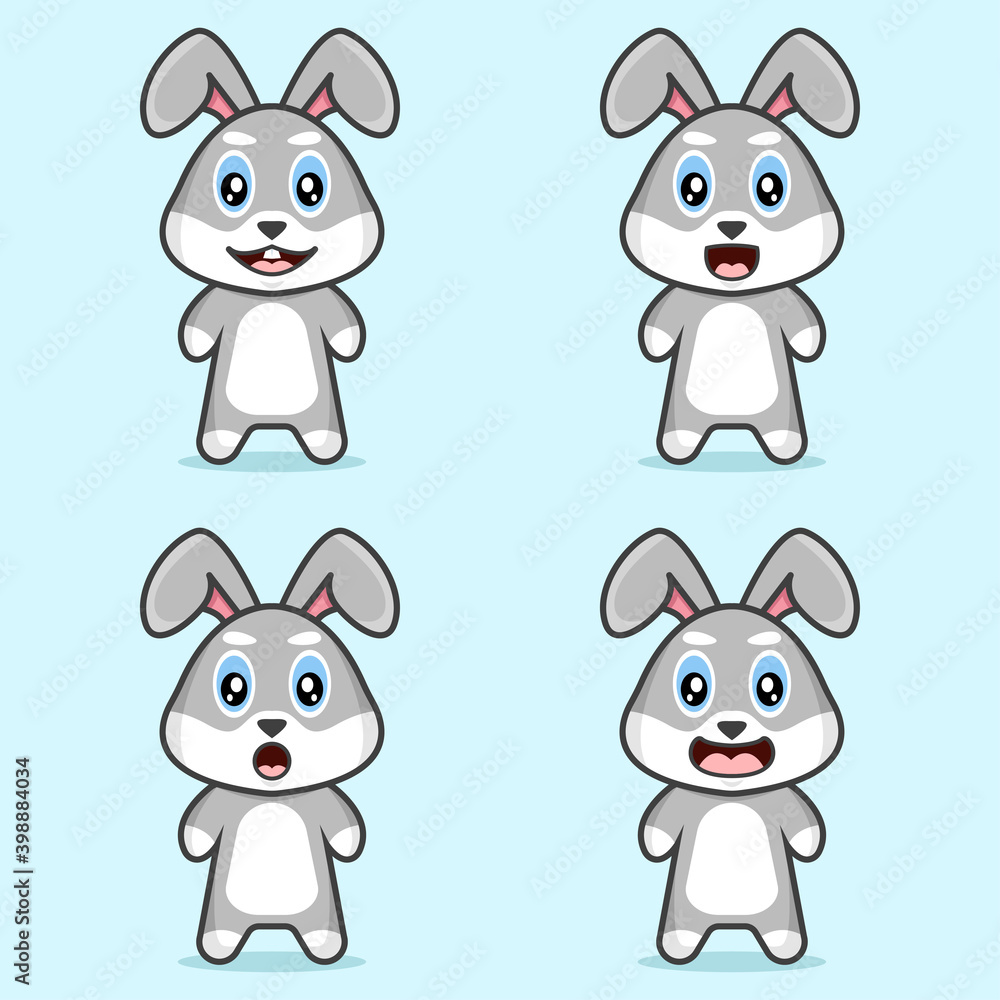 Obraz premium Cute rabbit face expression cartoon design