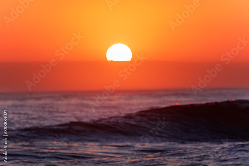 Sunrise over ocean view from beach. Gold Coast  Australia