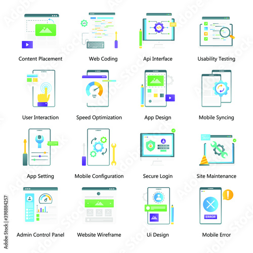 
Web Design Flat Gradient Vectors Pack 
