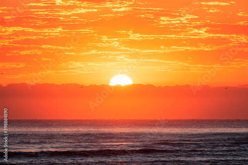 Sunrise over ocean view from beach. Gold Coast  Australia