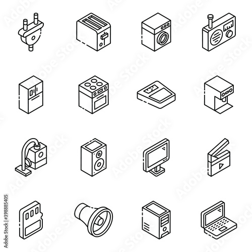 
Home Appliances Glyph Isometric Icons 
