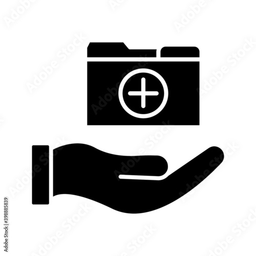 hand holding the file folder on white background
