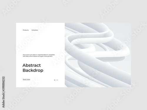 Homepage design abstract background illustration in neomorphism style. Dynamic composition with trendy liquid fluid 3d shapes. Minimal wallpaper, backdrop, background. Eps10 vector.