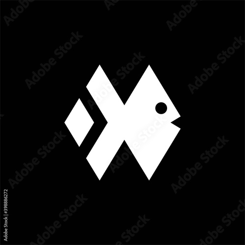 unique fish logo concept, simple box