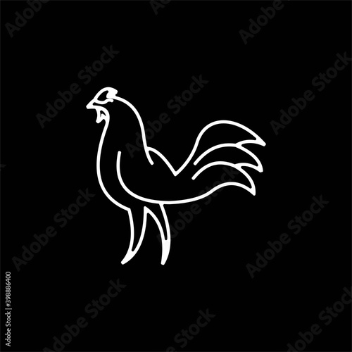 Rooster line logo design. Chicken restaurant vector