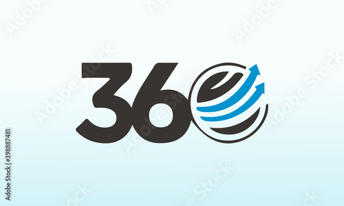 360 degrees angle sign on white background, vector abstract logo design templates online
