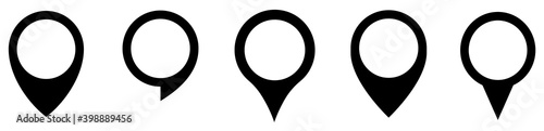 Map marker pointer icon set . Marker map icons symbol. Pointer map. GPS location.Black map markers collection design.Vector