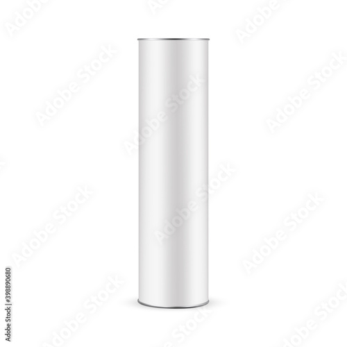 Paper Tube Mockup for Bottle Isolated on White Background, Front View. Vector Illustration