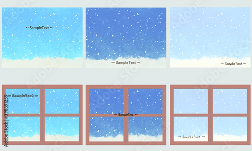 Fantastic and picture book-like cute snow scene windows and snow scene
