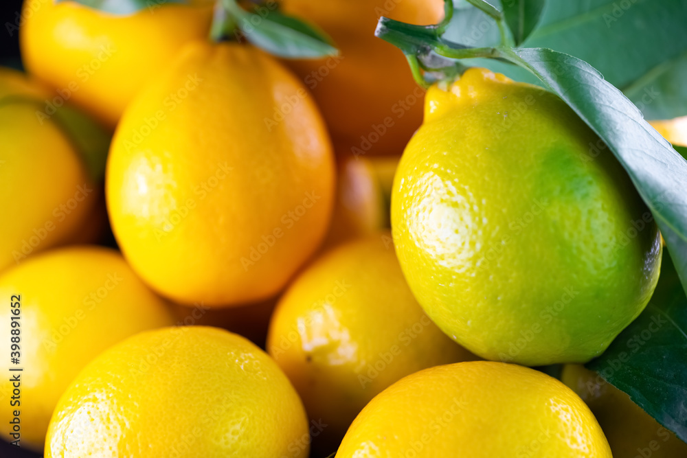 Ripe lemons as background or texture