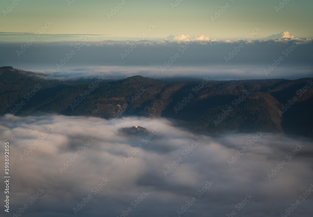 A little hill above the cloud in an amazon landscape