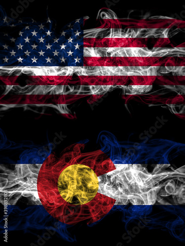 Wallpaper Mural United States of America, America, US, USA, American smoky mystic flags placed side by side. Thick colored silky abstract smoke flags. Torontodigital.ca