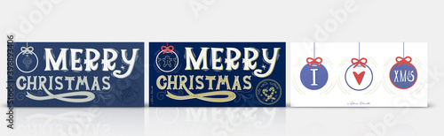 Merry Christmas retro landscape art card collection. 21x10 cm format