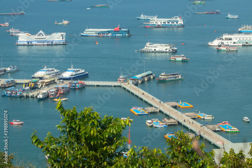 Bali Hai Pier at Pattaya city from Pratumnak Hill Viewpoint, Chonburi, Thailand. photo