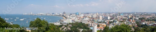 Panorama cityscape image of Pattaya city from Pratumnak Hill Viewpoint, Chonburi, Thailand. © Angkana