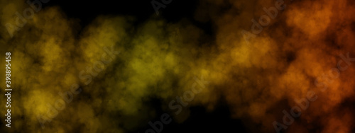 Abstract image of Golden smoke or fog in black background.