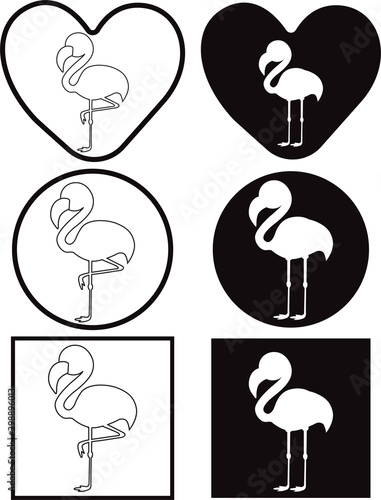 Set of flamingo signs, vector illustration