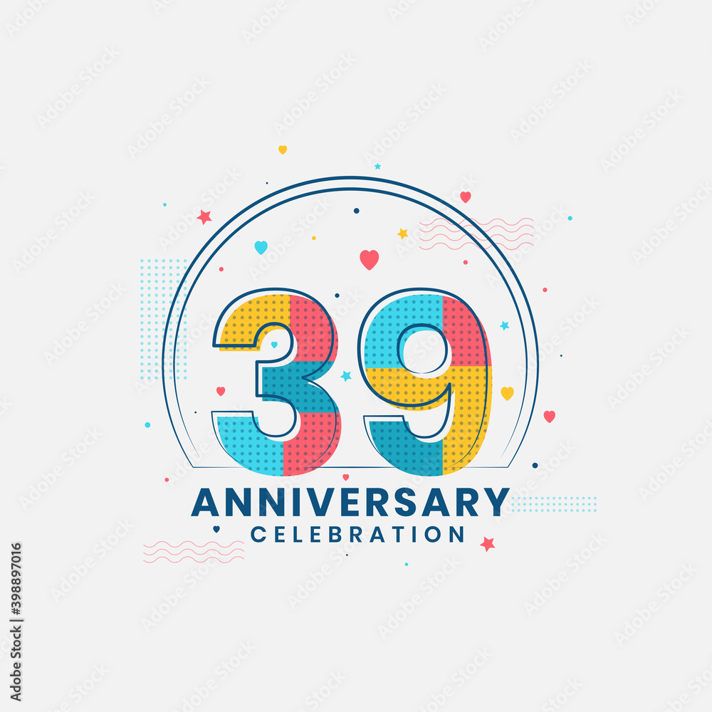 Fototapeta premium 39 Anniversary celebration, Modern 39th Anniversary design
