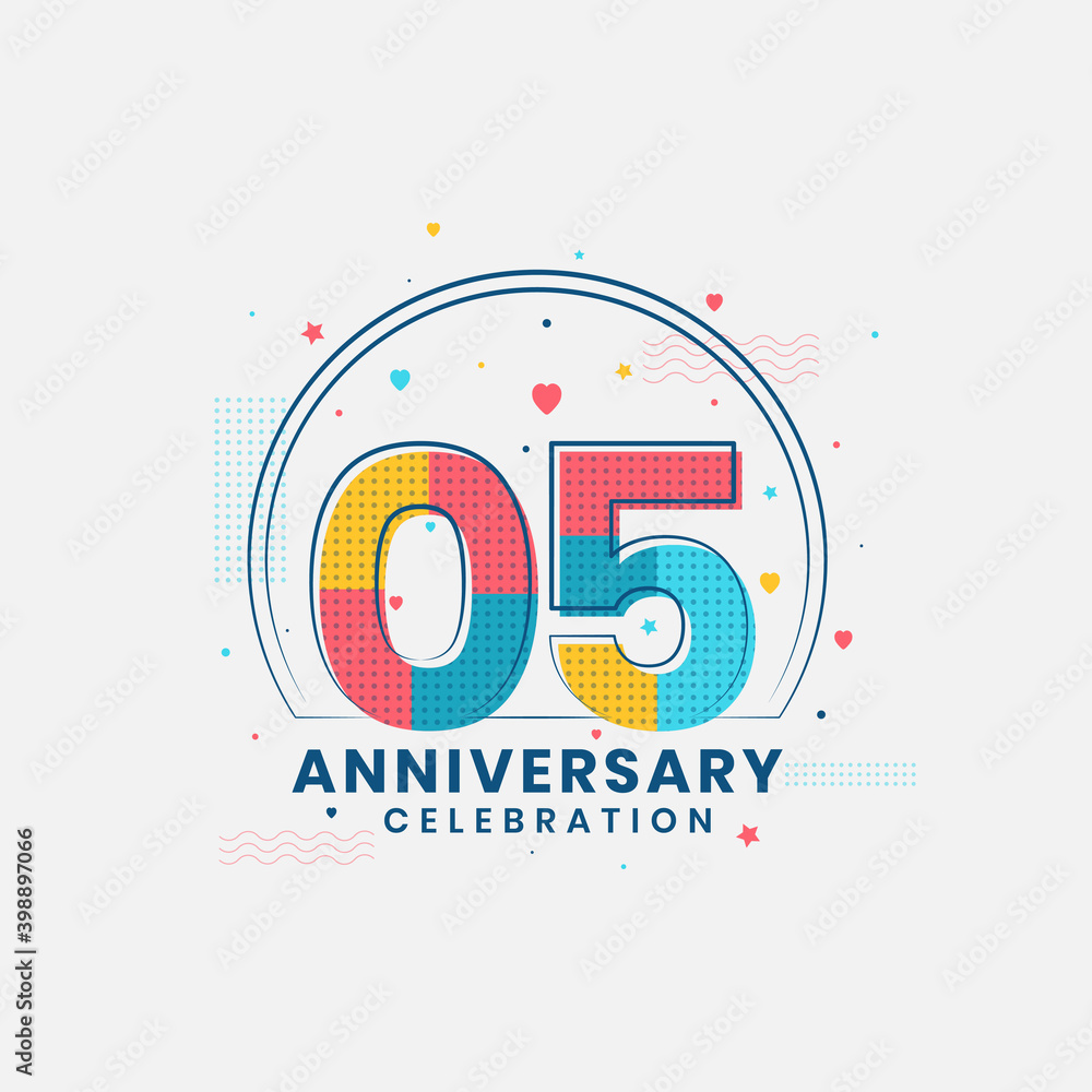 Fototapeta premium 5 Anniversary celebration, Modern 5th Anniversary design