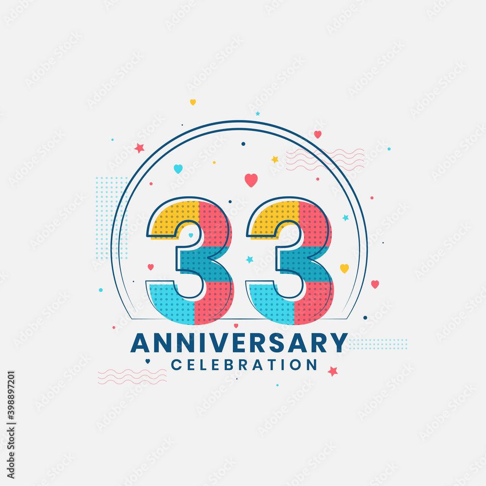 Fototapeta premium 33 Anniversary celebration, Modern 33rd Anniversary design