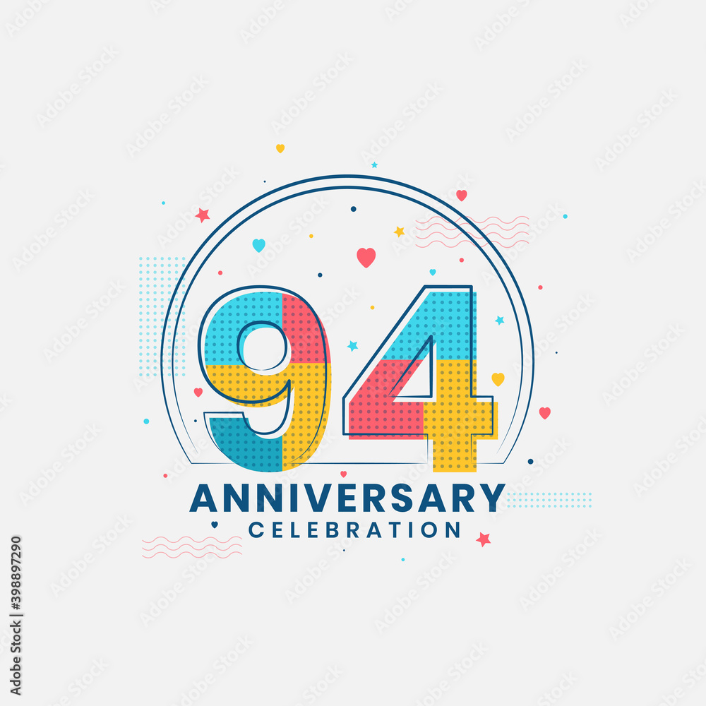 94 Anniversary celebration, Modern 94th Anniversary design 94 Anniversary celebration, Modern 94th Anniversary design