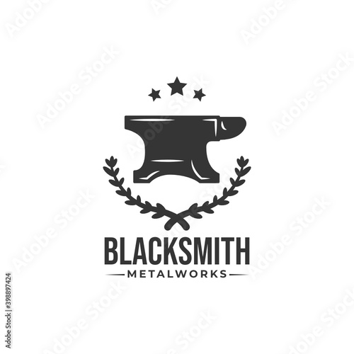 Retro vintage blacksmith logo badge