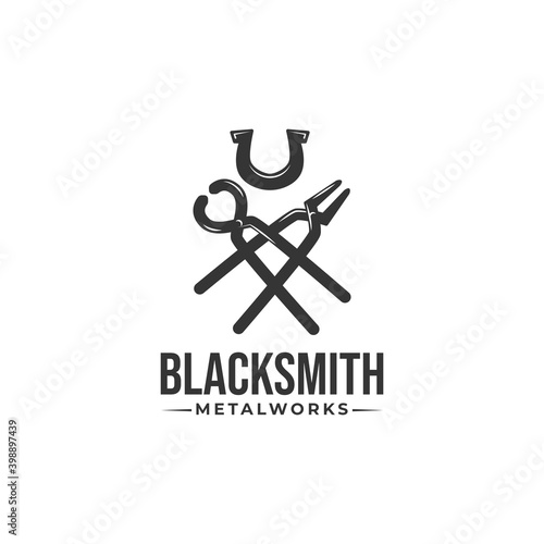 Retro vintage blacksmith logo badge