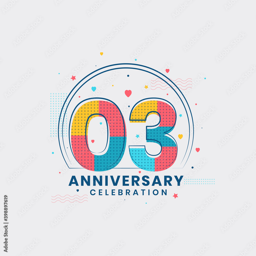 Fototapeta premium 3 Anniversary celebration, Modern 3rd Anniversary design