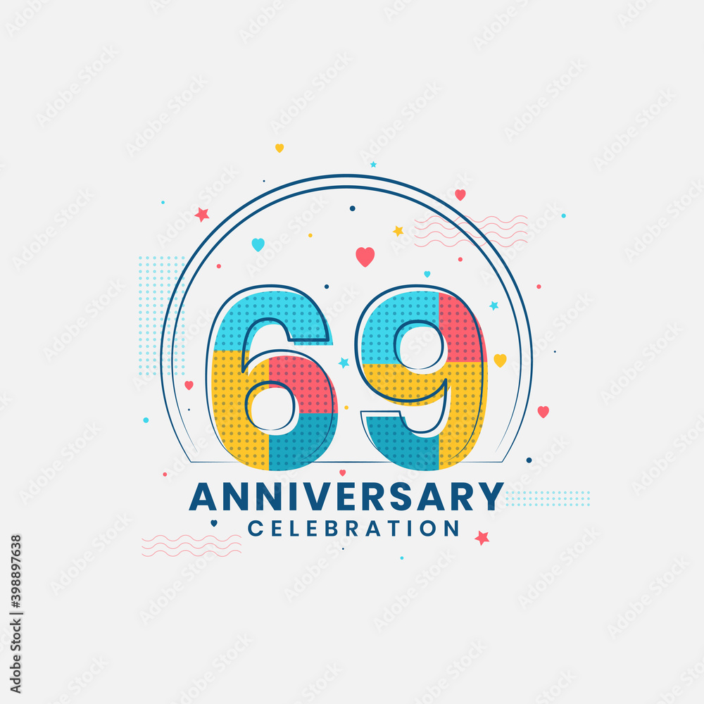 Fototapeta premium 69 Anniversary celebration, Modern 69th Anniversary design