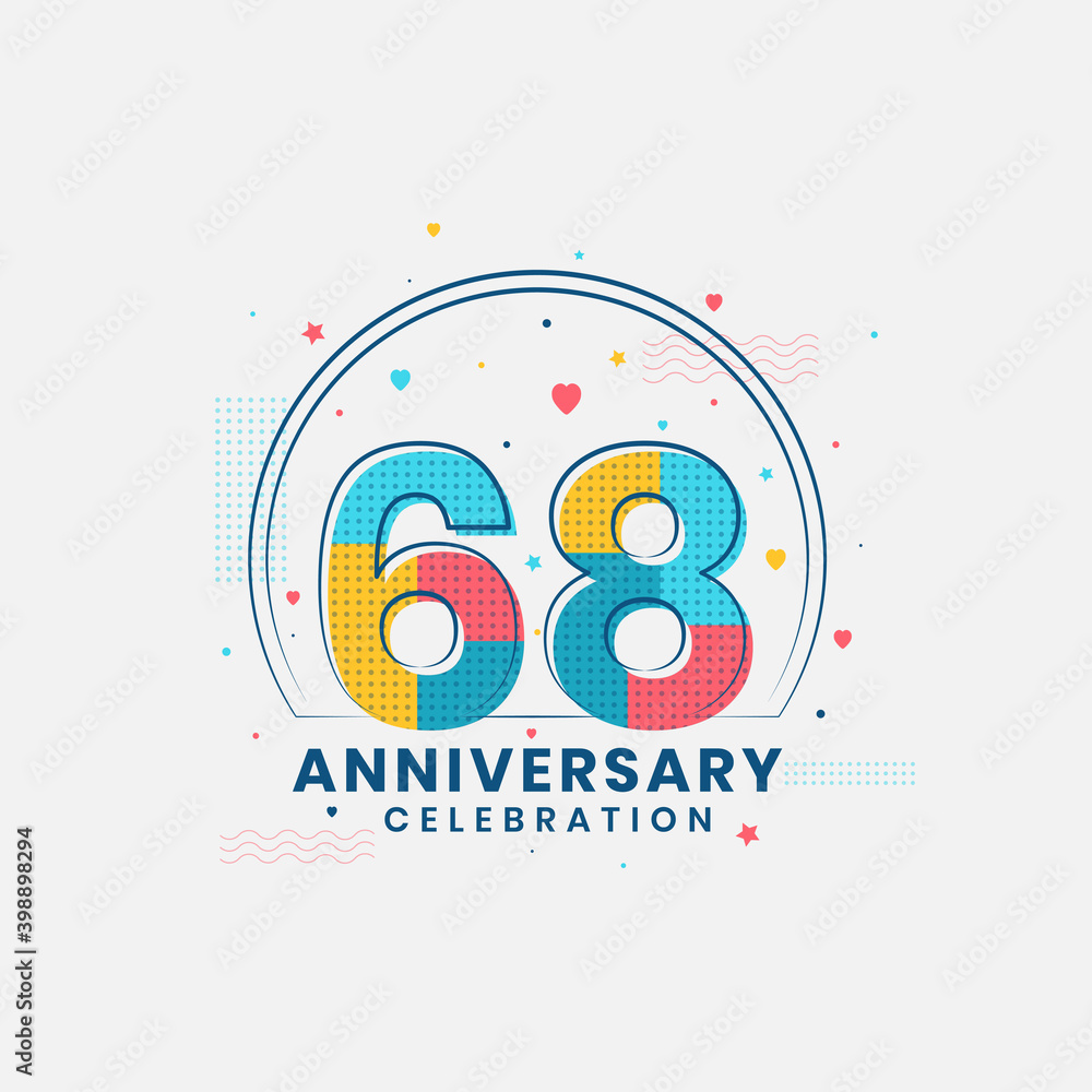 Fototapeta premium 68 Anniversary celebration, Modern 68th Anniversary design