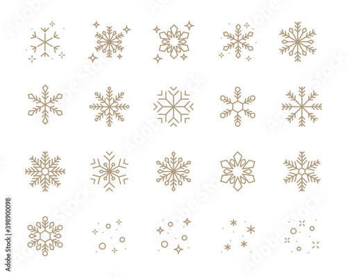 Wallpaper Mural set of snowflake thin line icons, christmas, new year, snow Torontodigital.ca