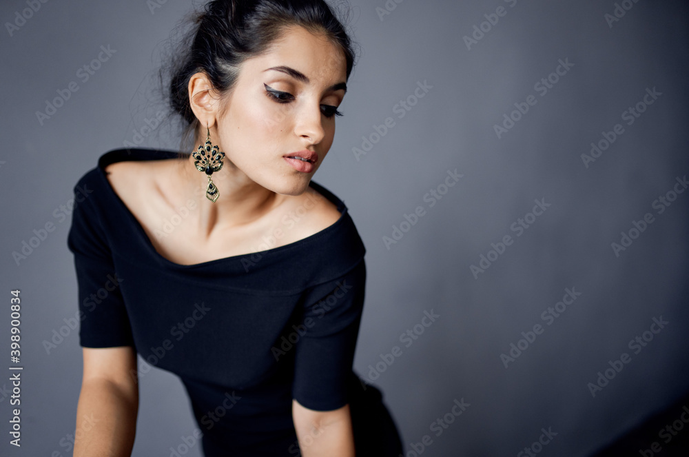 sexy woman indoors near chair model evening dress sexy woman indoors near chair model evening dress