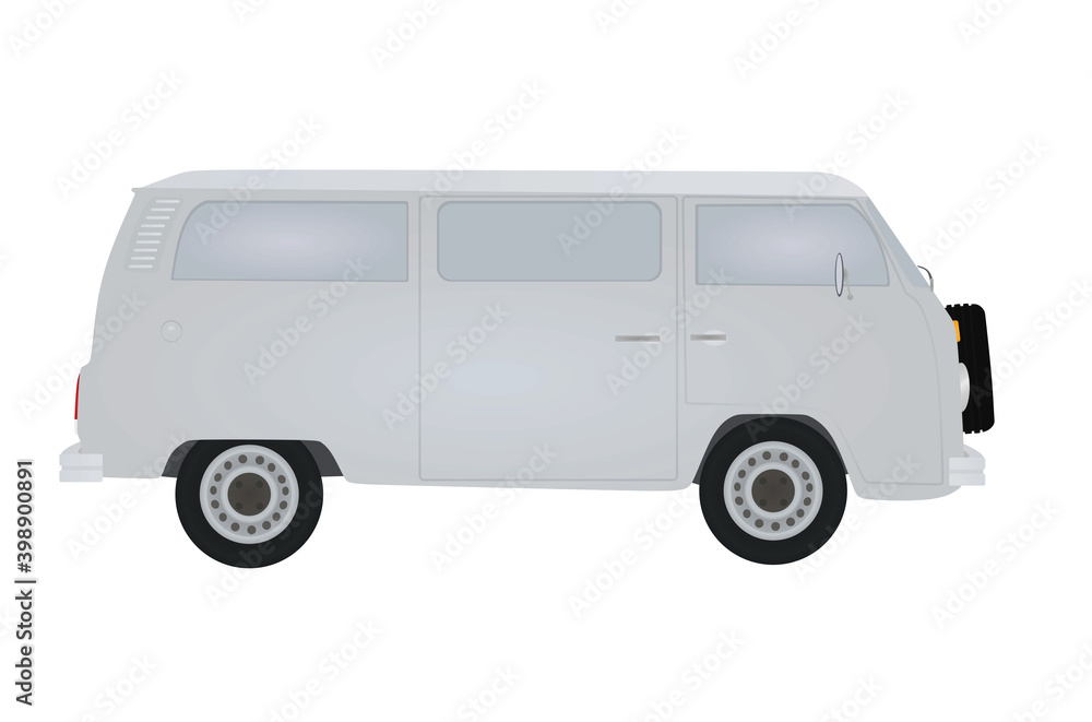 Grey retro van. vector illustration Grey retro van. vector illustration